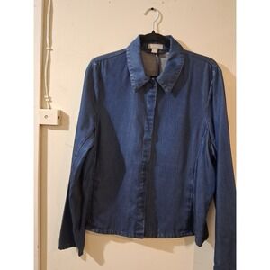 Nordstrom size lg Womens Blue 100% Tencel Lyocell Snap Front Jacket WN95338